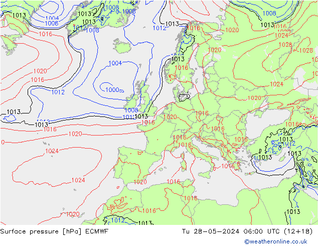 ciśnienie ECMWF wto. 28.05.2024 06 UTC