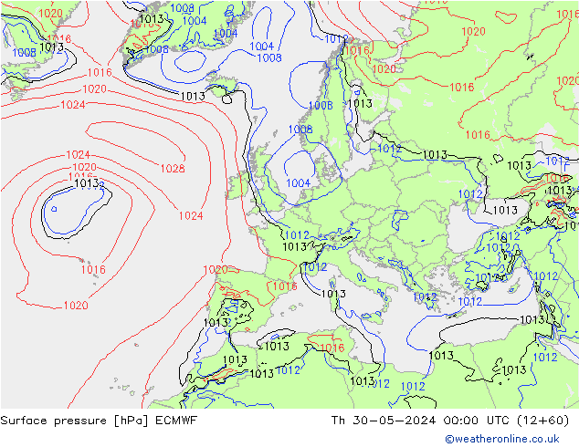 Bodendruck ECMWF Do 30.05.2024 00 UTC