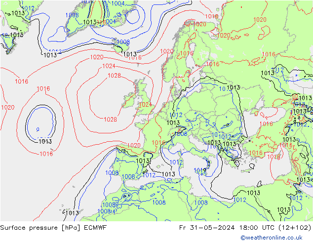 Bodendruck ECMWF Fr 31.05.2024 18 UTC