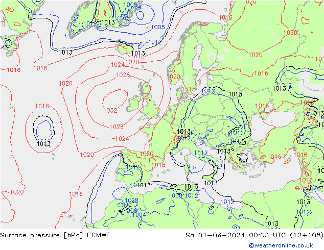 приземное давление ECMWF сб 01.06.2024 00 UTC