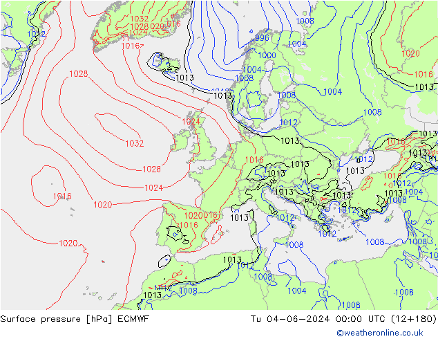 Bodendruck ECMWF Di 04.06.2024 00 UTC