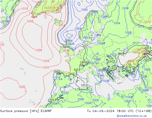 Pressione al suolo ECMWF mar 04.06.2024 18 UTC