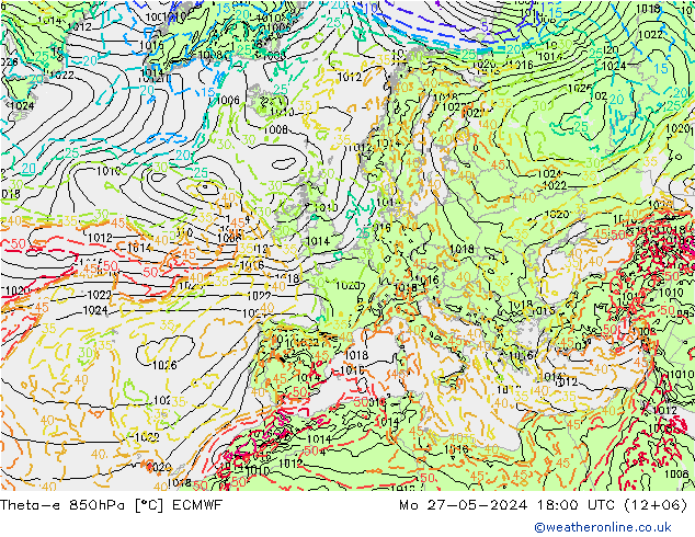 Theta-e 850hPa ECMWF  27.05.2024 18 UTC