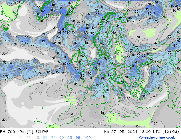 RH 700 hPa ECMWF Mo 27.05.2024 18 UTC