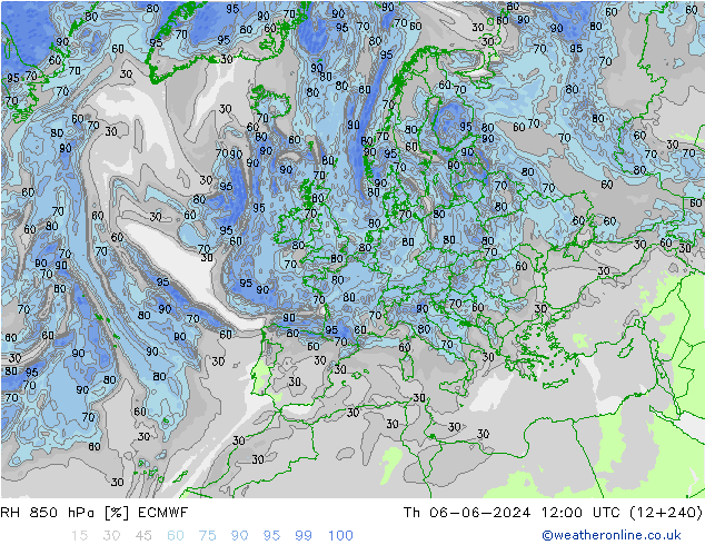 RH 850 гПа ECMWF чт 06.06.2024 12 UTC