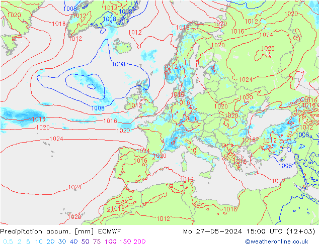 Precipitación acum. ECMWF lun 27.05.2024 15 UTC