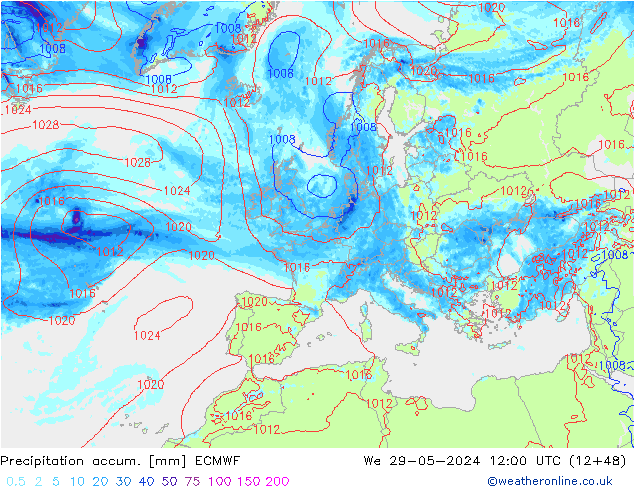 Toplam Yağış ECMWF Çar 29.05.2024 12 UTC