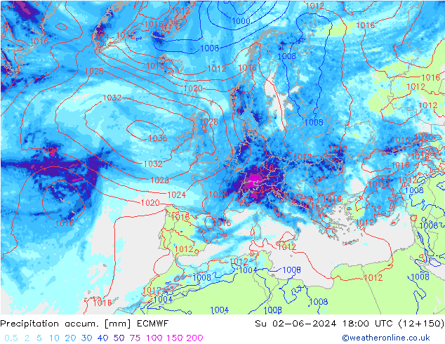 Nied. akkumuliert ECMWF So 02.06.2024 18 UTC