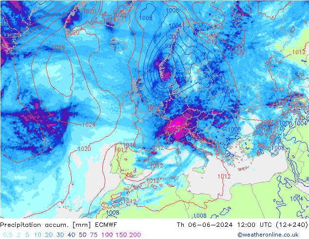 Précipitation accum. ECMWF jeu 06.06.2024 12 UTC