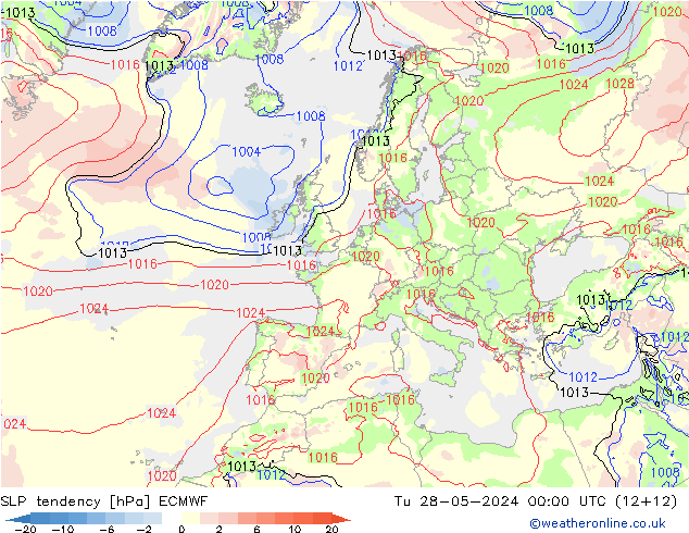 SLP tendency ECMWF Tu 28.05.2024 00 UTC