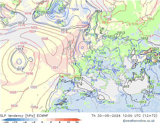 Drucktendenz ECMWF Do 30.05.2024 12 UTC