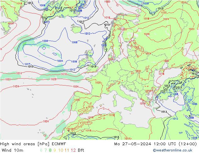 High wind areas ECMWF Po 27.05.2024 12 UTC