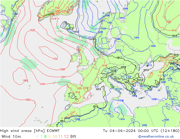 High wind areas ECMWF Tu 04.06.2024 00 UTC