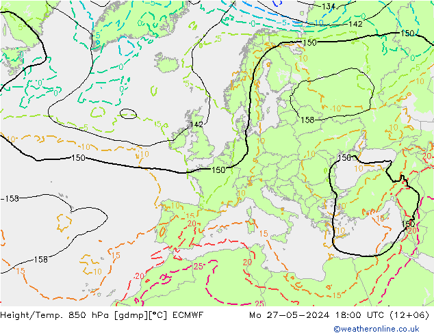 Height/Temp. 850 hPa ECMWF 星期一 27.05.2024 18 UTC