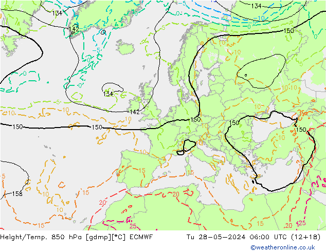 Z500/Regen(+SLP)/Z850 ECMWF di 28.05.2024 06 UTC