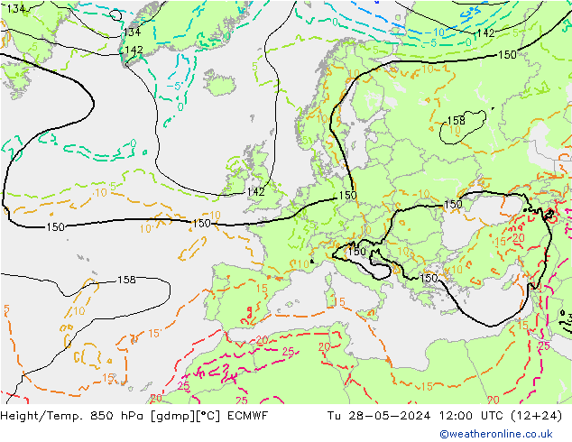 Z500/Rain (+SLP)/Z850 ECMWF Tu 28.05.2024 12 UTC