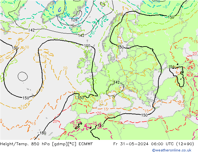 Z500/Rain (+SLP)/Z850 ECMWF vie 31.05.2024 06 UTC