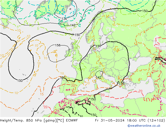 Z500/Rain (+SLP)/Z850 ECMWF Fr 31.05.2024 18 UTC