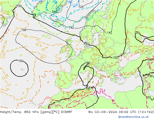 Z500/Yağmur (+YB)/Z850 ECMWF Pzt 03.06.2024 06 UTC