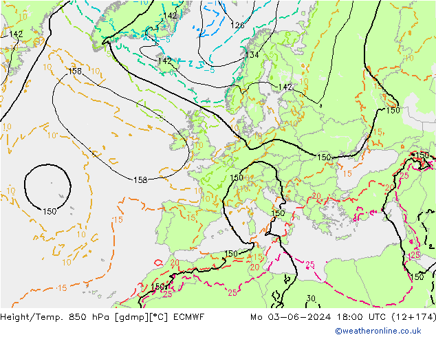 Z500/Rain (+SLP)/Z850 ECMWF lun 03.06.2024 18 UTC