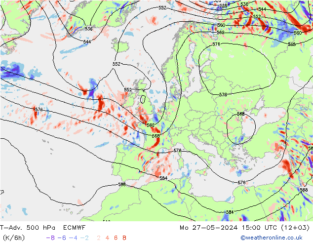 T-Adv. 500 hPa ECMWF Po 27.05.2024 15 UTC