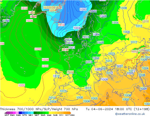 700-1000 hPa Kalınlığı ECMWF Sa 04.06.2024 18 UTC