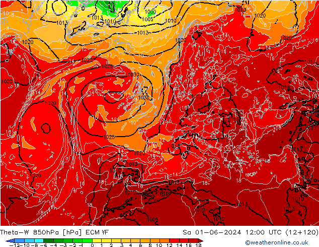 Theta-W 850hPa ECMWF Sa 01.06.2024 12 UTC