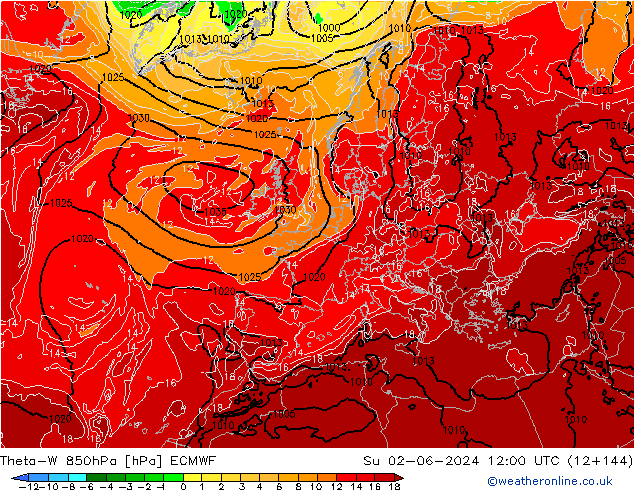 Theta-W 850hPa ECMWF dom 02.06.2024 12 UTC