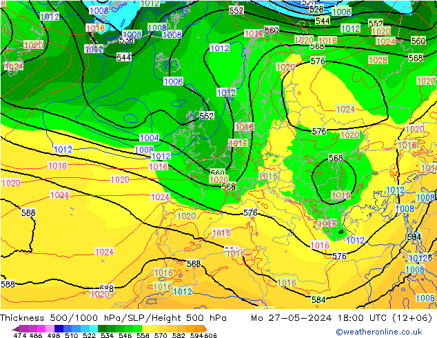 Schichtdicke 500-1000 hPa ECMWF Mo 27.05.2024 18 UTC