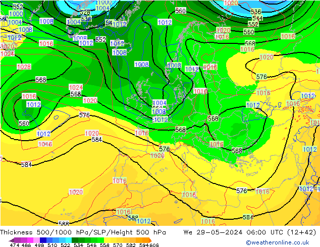 Thck 500-1000hPa ECMWF We 29.05.2024 06 UTC