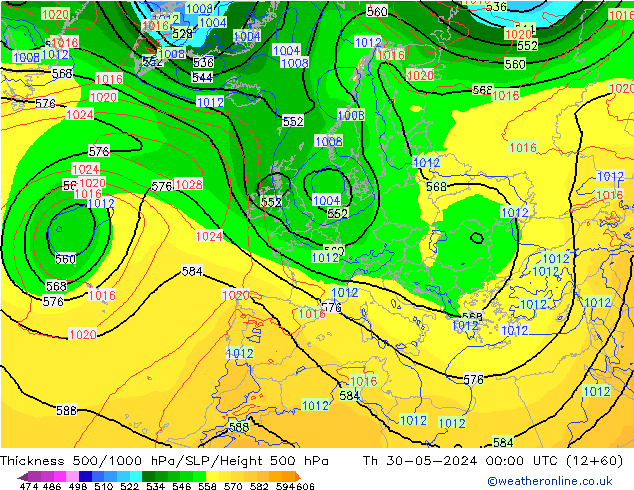 Thck 500-1000hPa ECMWF Th 30.05.2024 00 UTC