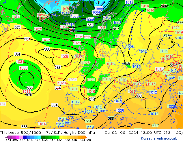 Thck 500-1000hPa ECMWF Su 02.06.2024 18 UTC