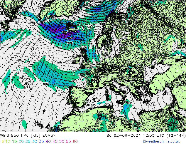 Wind 850 hPa ECMWF So 02.06.2024 12 UTC