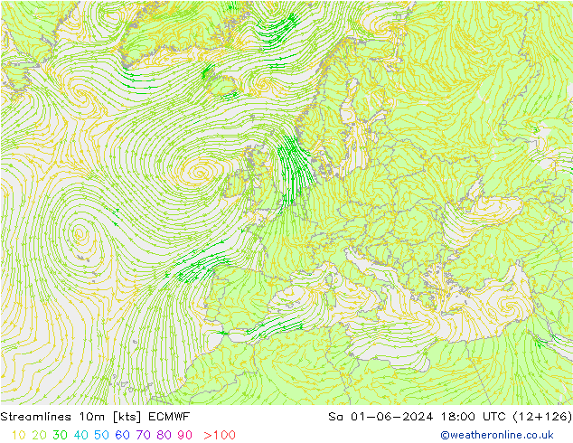 Stroomlijn 10m ECMWF za 01.06.2024 18 UTC