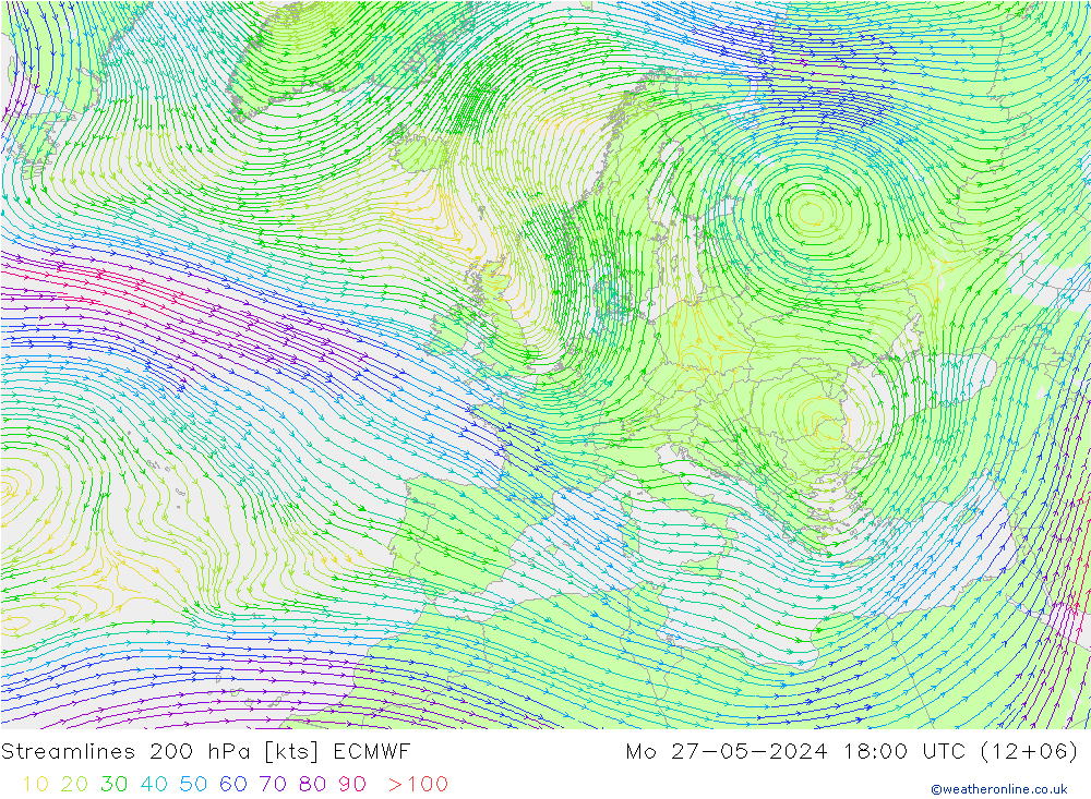 Rüzgar 200 hPa ECMWF Pzt 27.05.2024 18 UTC