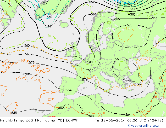Z500/Regen(+SLP)/Z850 ECMWF di 28.05.2024 06 UTC