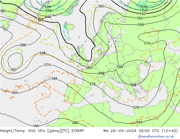 Height/Temp. 500 гПа ECMWF ср 29.05.2024 06 UTC