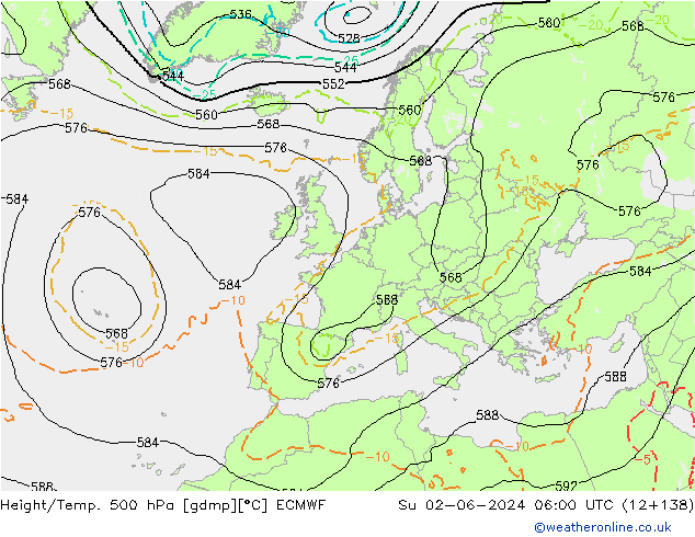 Height/Temp. 500 hPa ECMWF Ne 02.06.2024 06 UTC