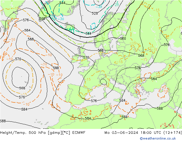 Z500/Rain (+SLP)/Z850 ECMWF пн 03.06.2024 18 UTC