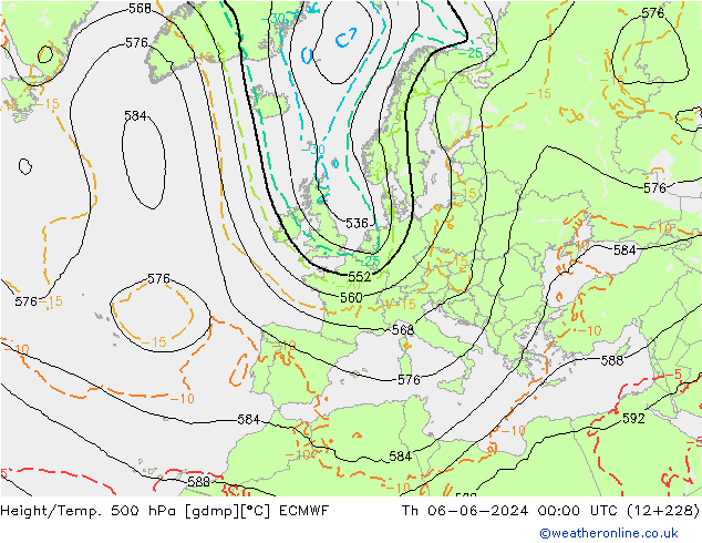 Z500/Rain (+SLP)/Z850 ECMWF Th 06.06.2024 00 UTC