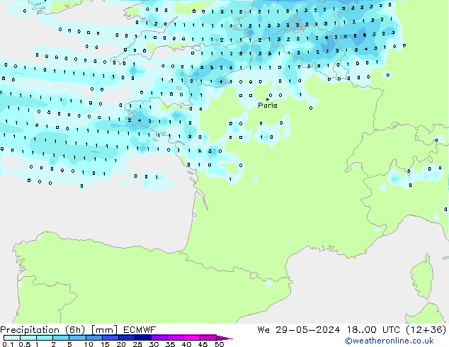 Z500/Rain (+SLP)/Z850 ECMWF We 29.05.2024 00 UTC