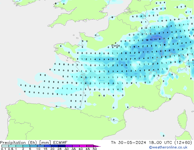 Z500/Rain (+SLP)/Z850 ECMWF Do 30.05.2024 00 UTC