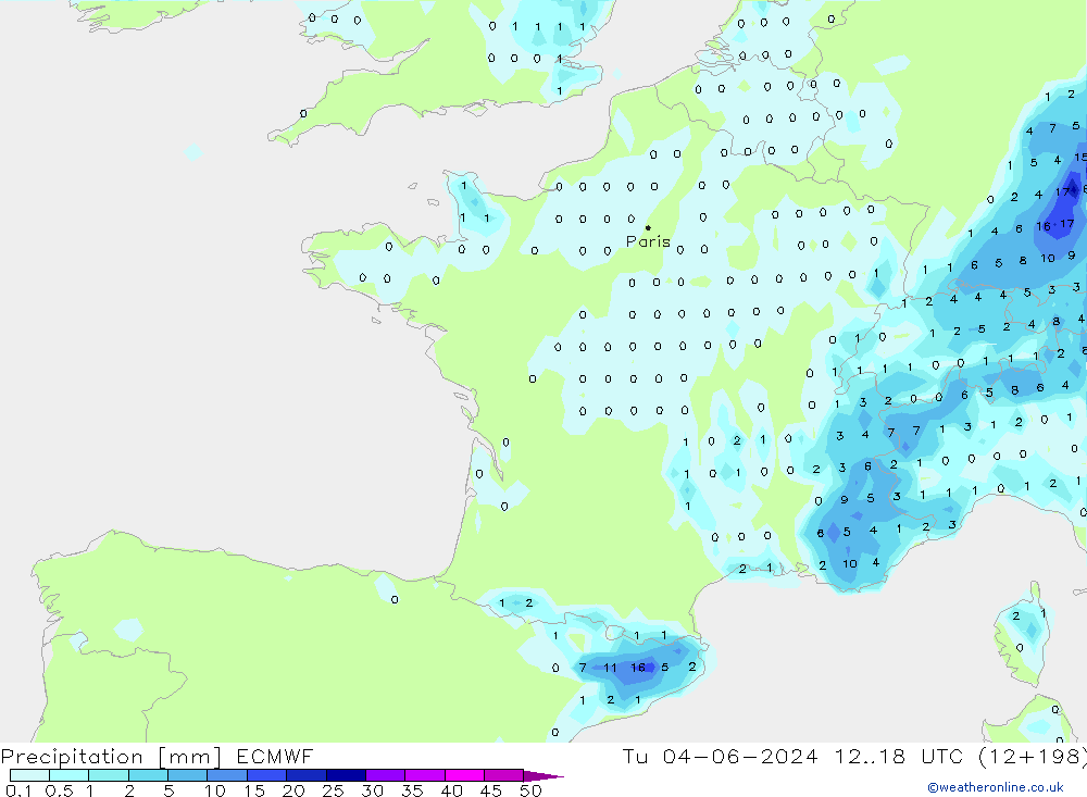 Srážky ECMWF Út 04.06.2024 18 UTC