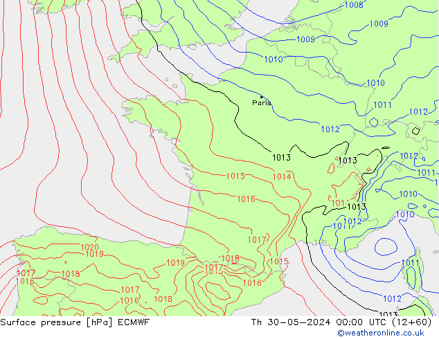 Bodendruck ECMWF Do 30.05.2024 00 UTC