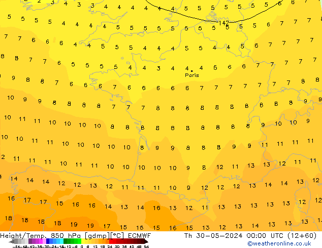 Z500/Rain (+SLP)/Z850 ECMWF Do 30.05.2024 00 UTC