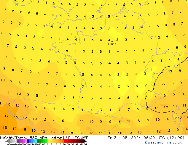 Height/Temp. 850 hPa ECMWF  31.05.2024 06 UTC