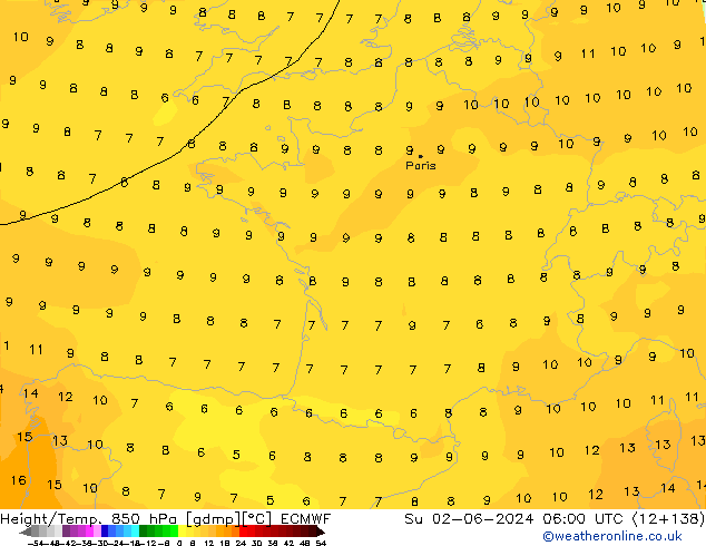 Z500/Rain (+SLP)/Z850 ECMWF Su 02.06.2024 06 UTC