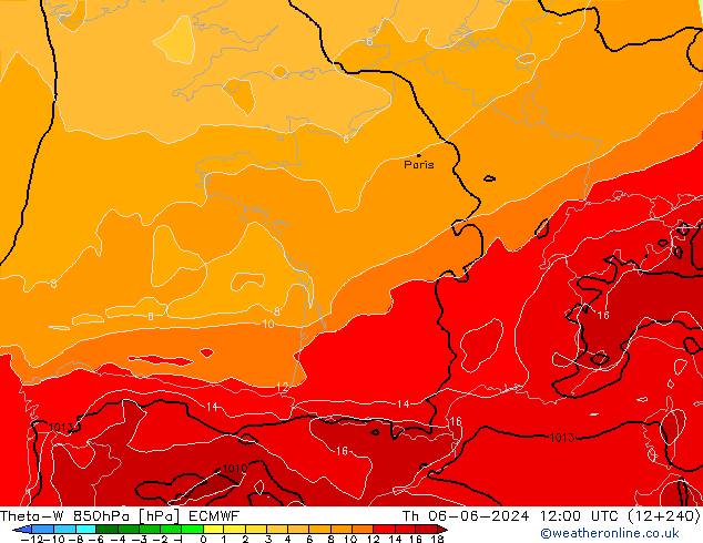 Theta-W 850hPa ECMWF Qui 06.06.2024 12 UTC