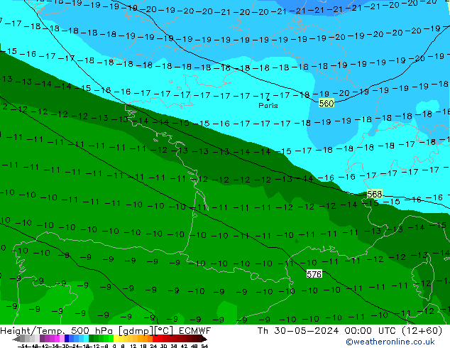 Z500/Rain (+SLP)/Z850 ECMWF Do 30.05.2024 00 UTC