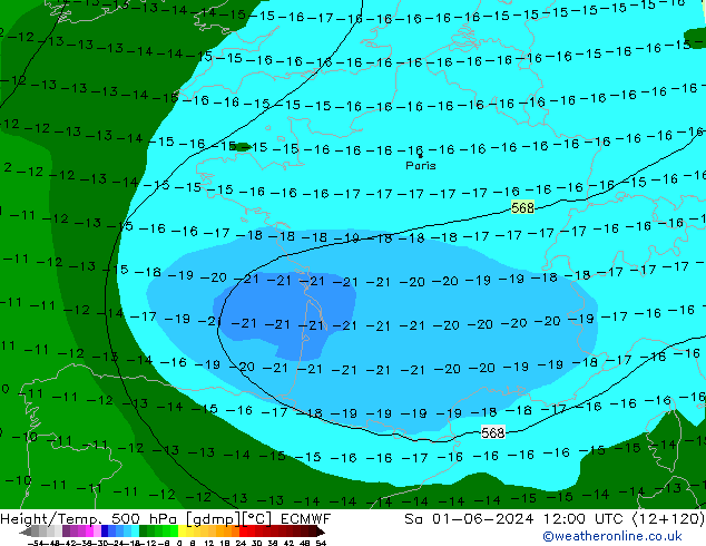 Height/Temp. 500 hPa ECMWF  01.06.2024 12 UTC